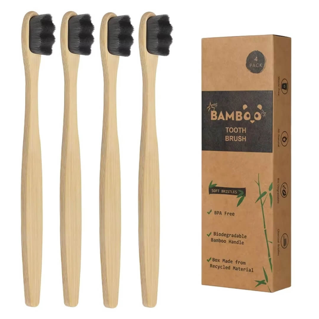 Set 4 Spazzolini in Bamboo & Carboni Attivi