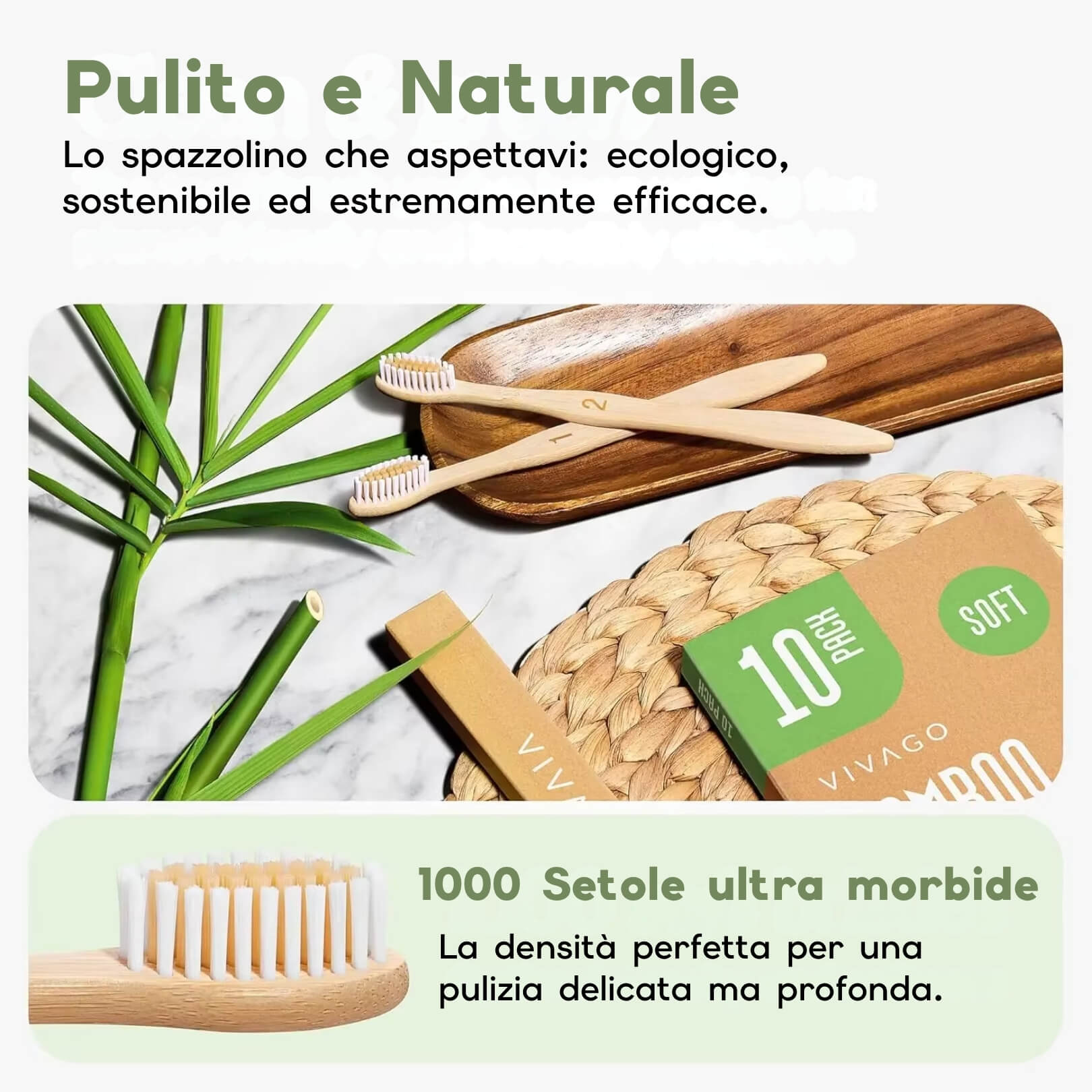 Set 10 Spazzolini in Bamboo