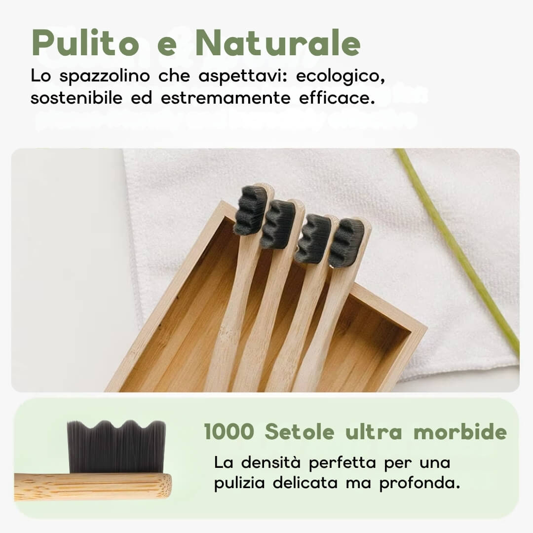 Set 4 Spazzolini in Bamboo & Carboni Attivi