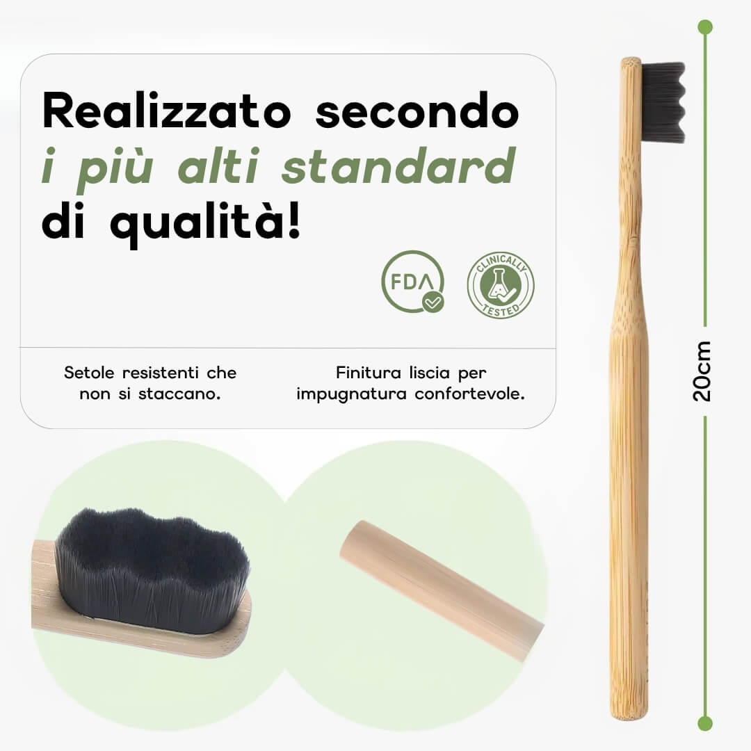 Set 4 Spazzolini in Bamboo & Carboni Attivi
