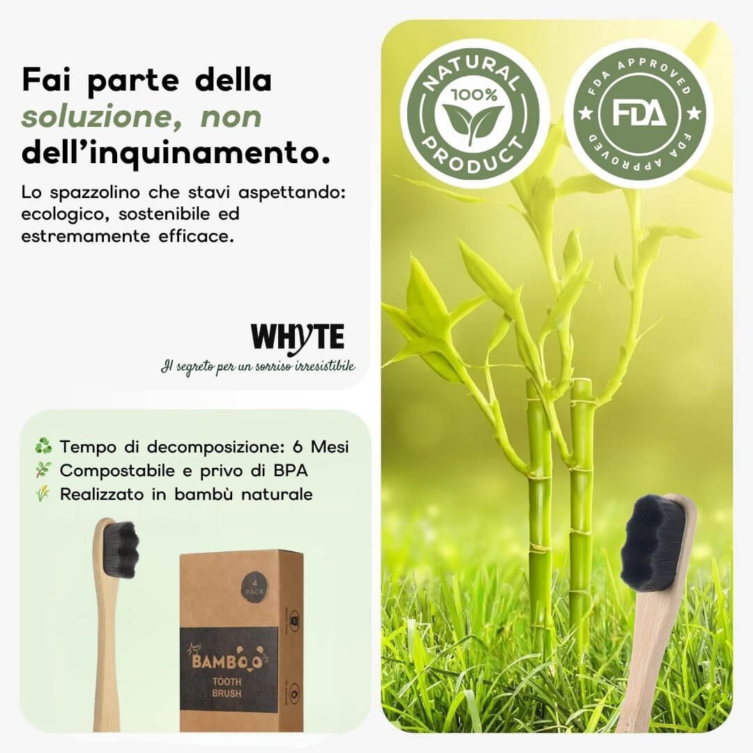 Set 4 Spazzolini in Bamboo & Carboni Attivi