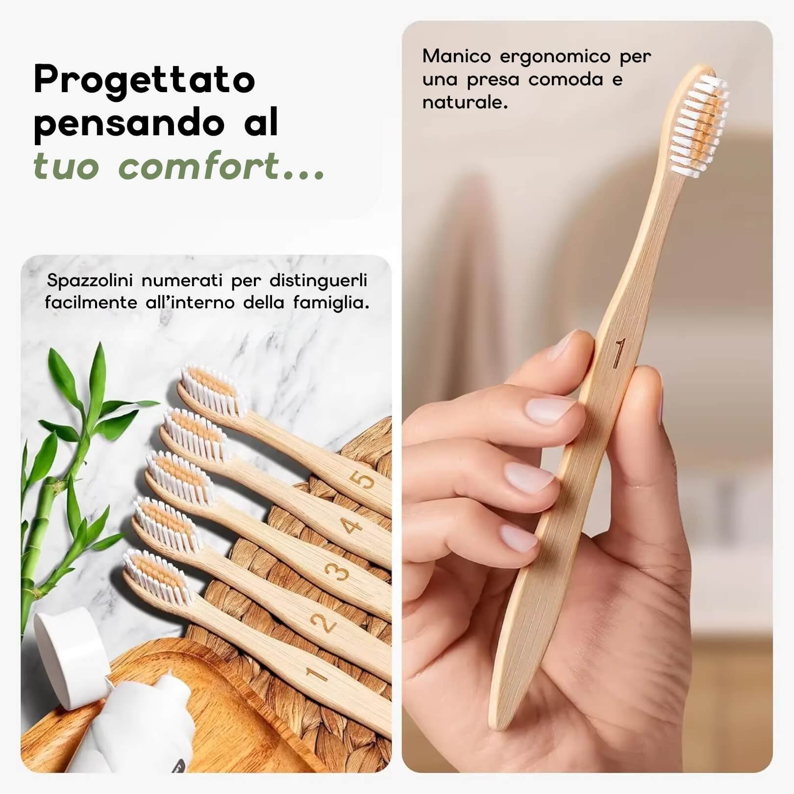 Set 10 Spazzolini in Bamboo